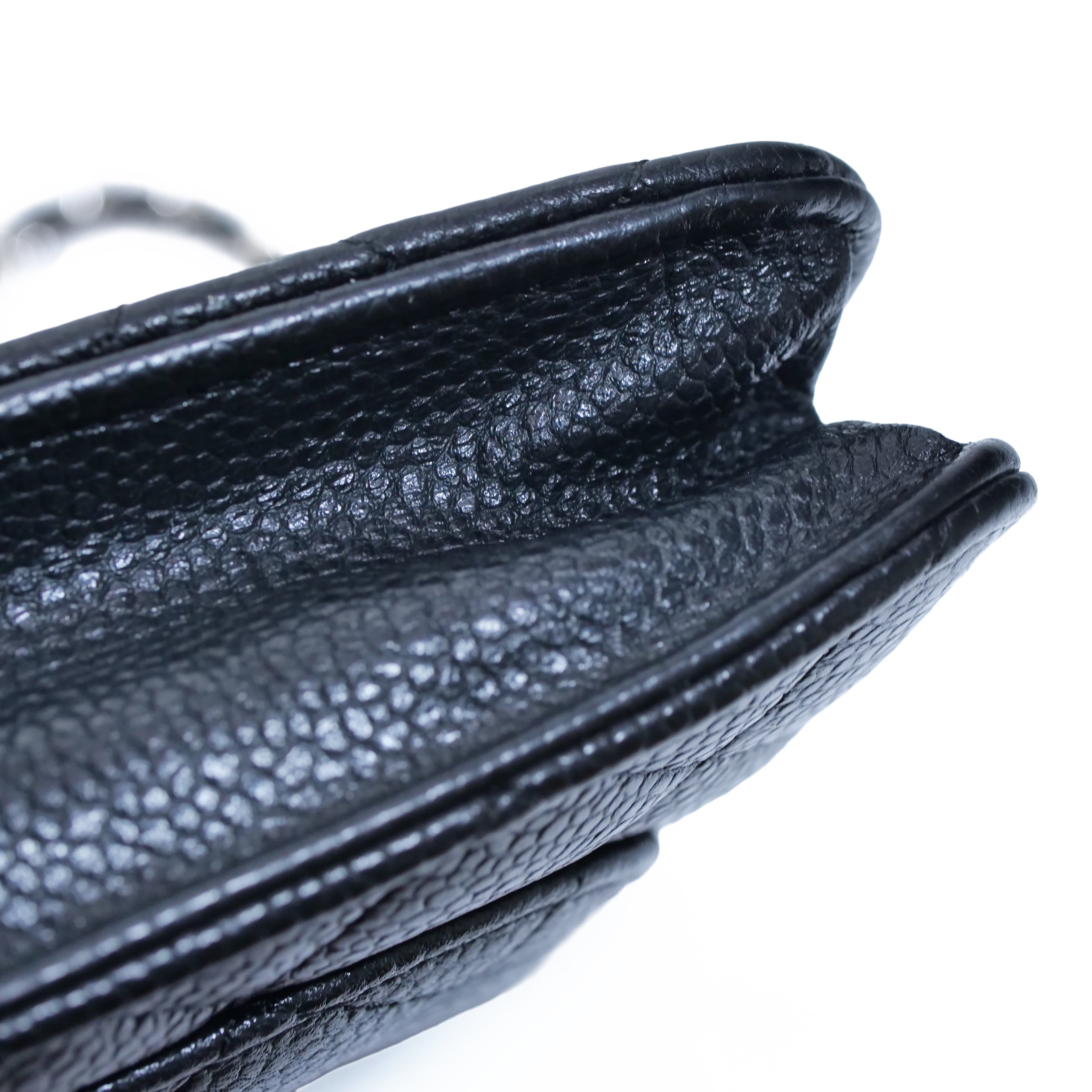 CHANEL Caviar Leather Chain Wallet Black 25-Series