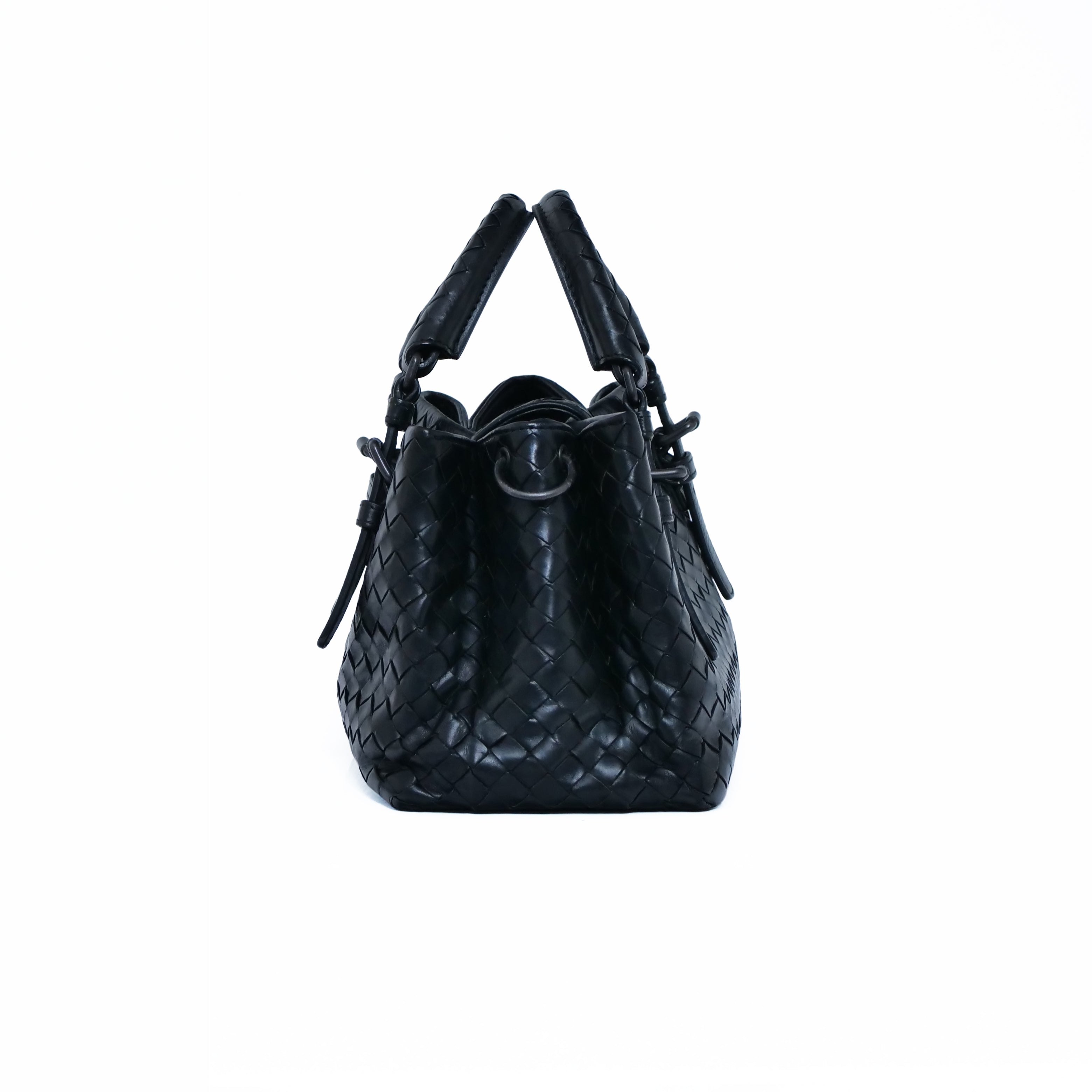 BOTTEGA VENETA Baby Roma Intrecciato 2-Way Bag Black