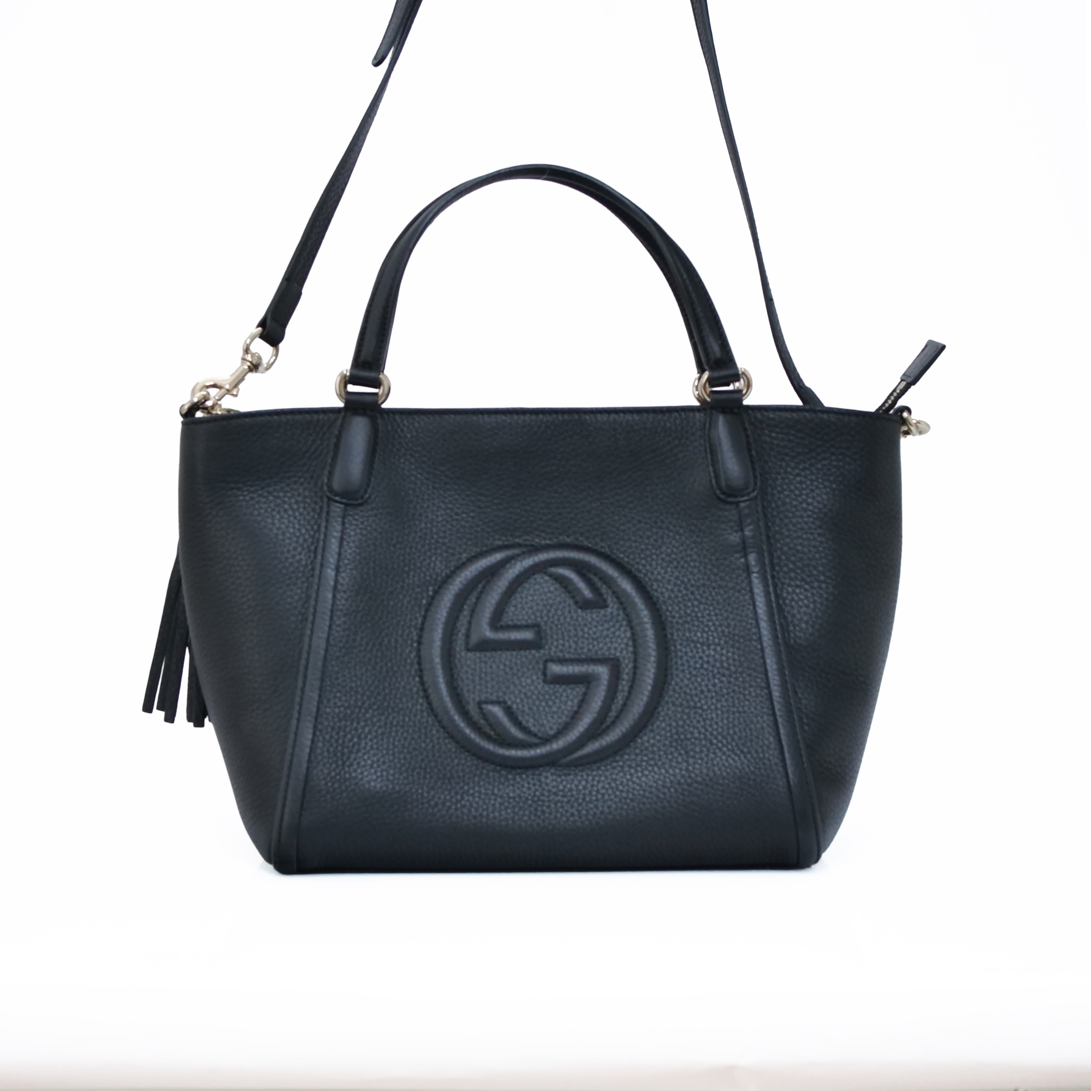 GUCCI Soho Leather 2-Way Tote Bag Black 369176