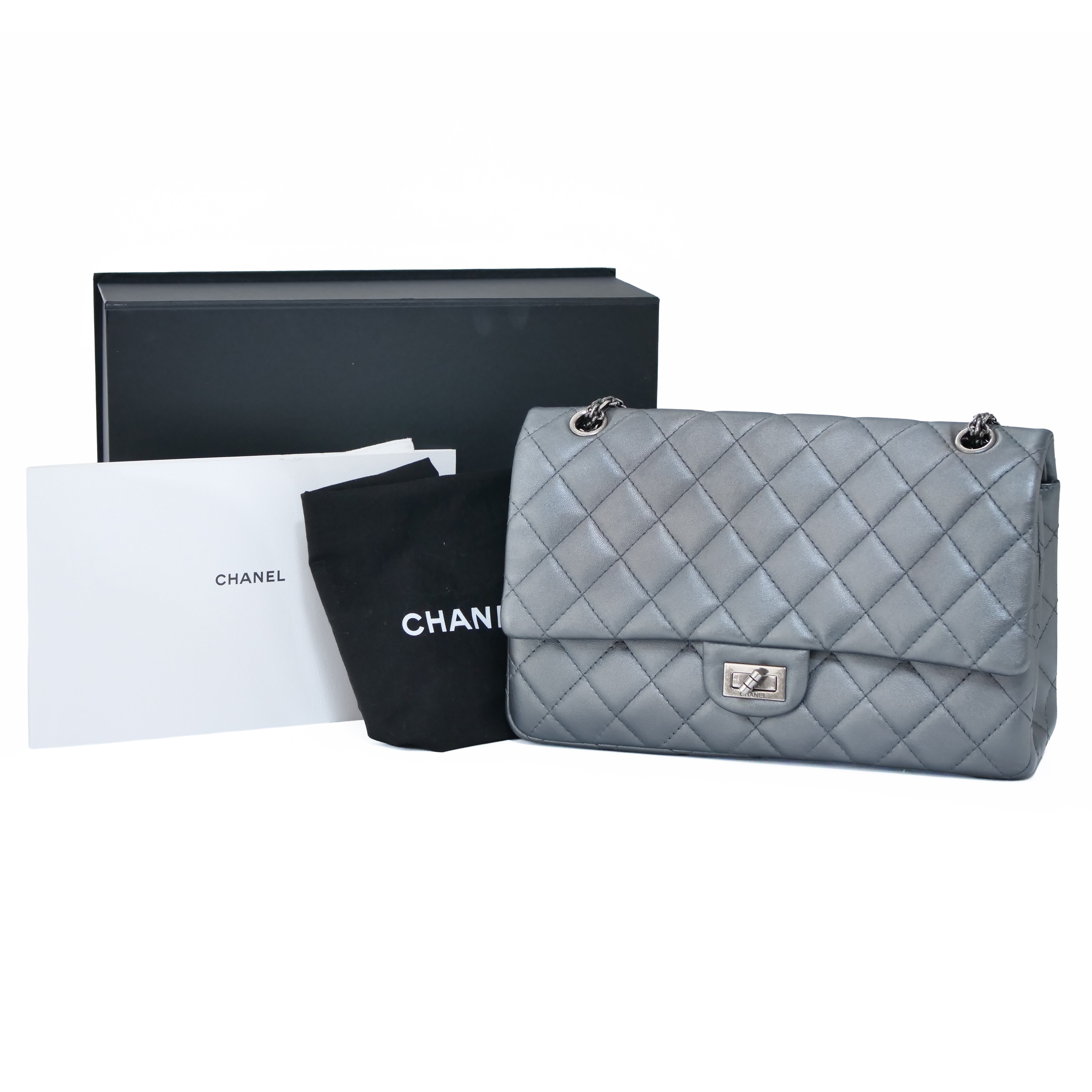 CHANEL 2.55 Matelassé Double Flap Chain Bag
