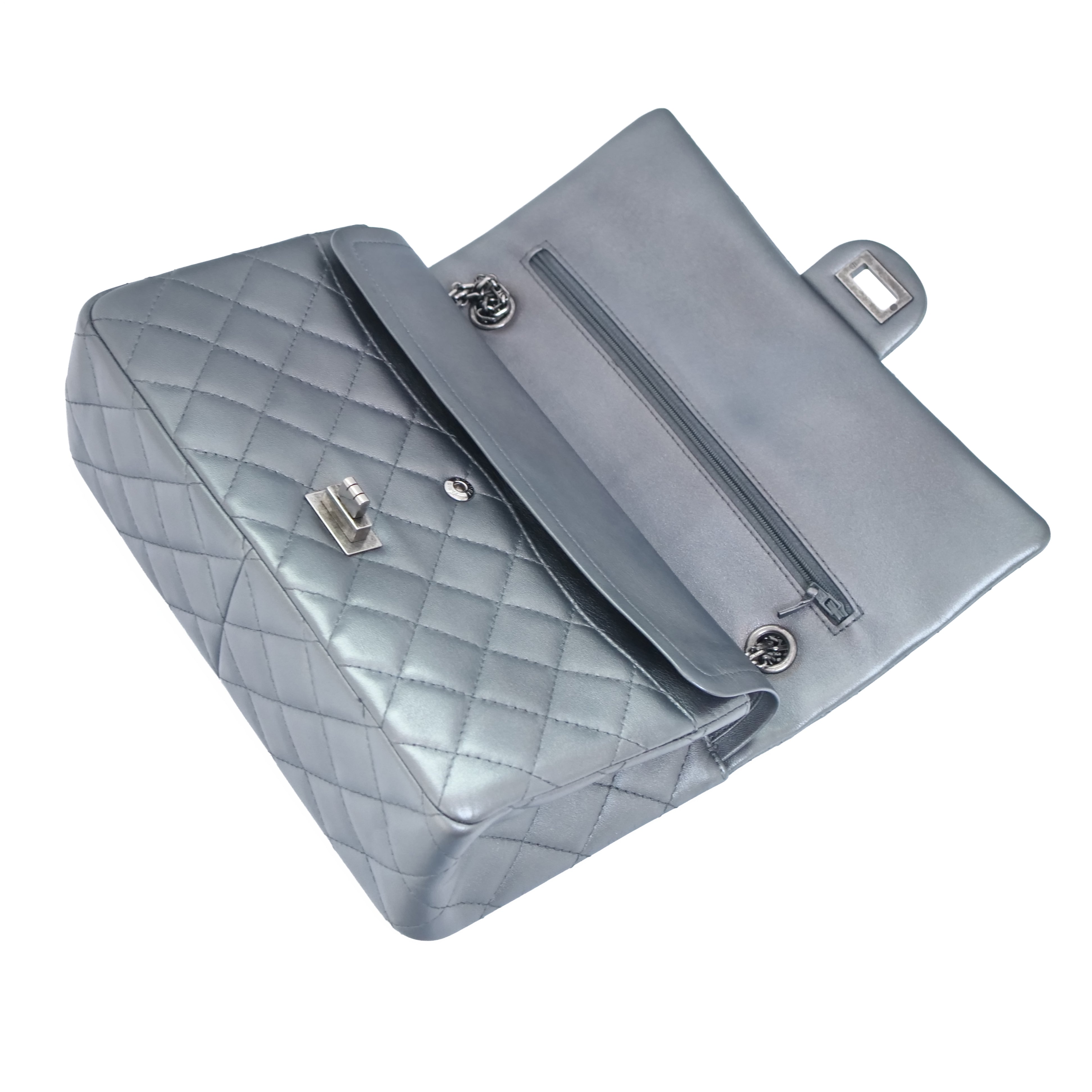 CHANEL 2.55 Matelassé Double Flap Chain Bag