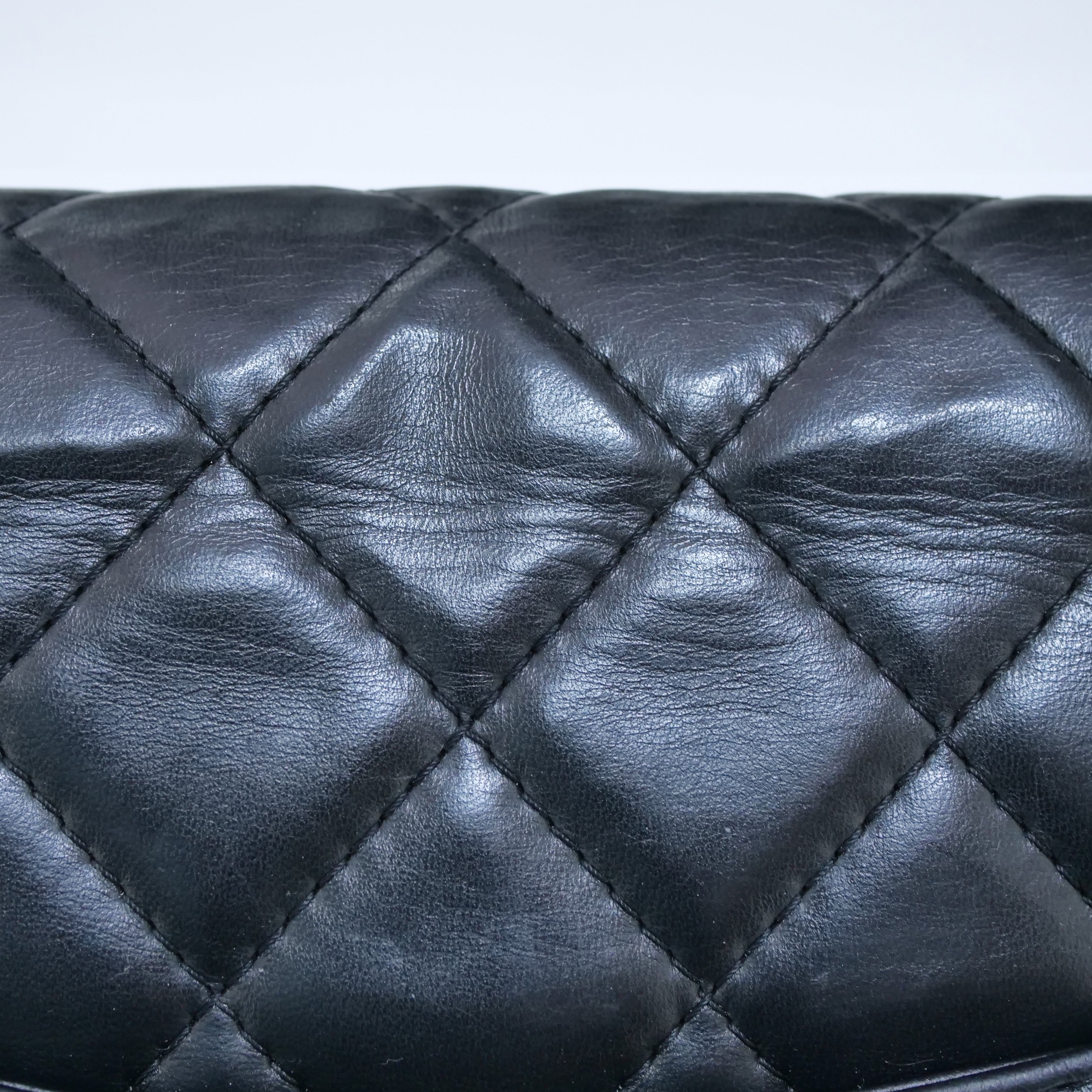 CHANEL 2.55 Matelassé Double Flap Chain Bag Lambskin Black