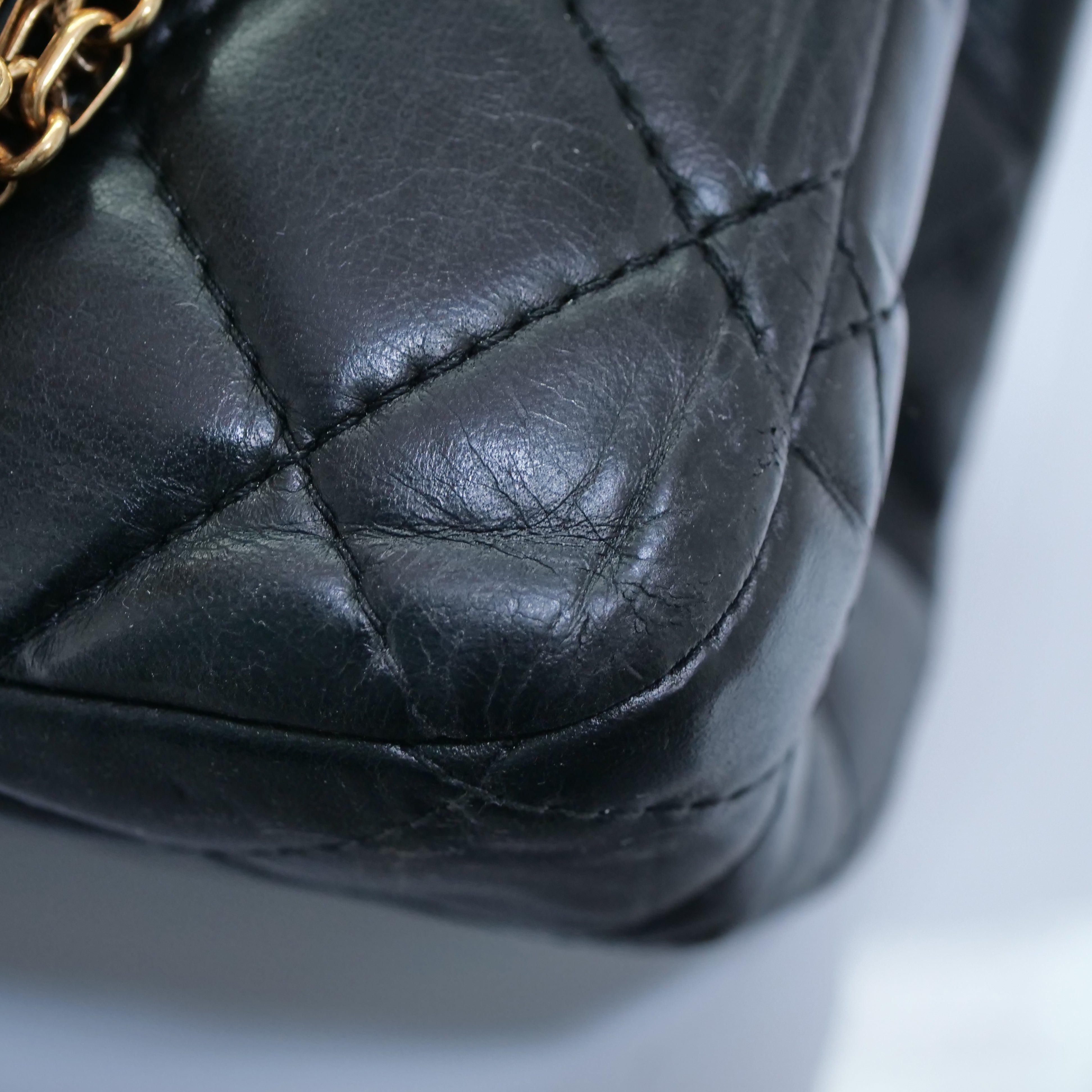 CHANEL 2.55 Matelassé Double Flap Chain Bag Lambskin Black