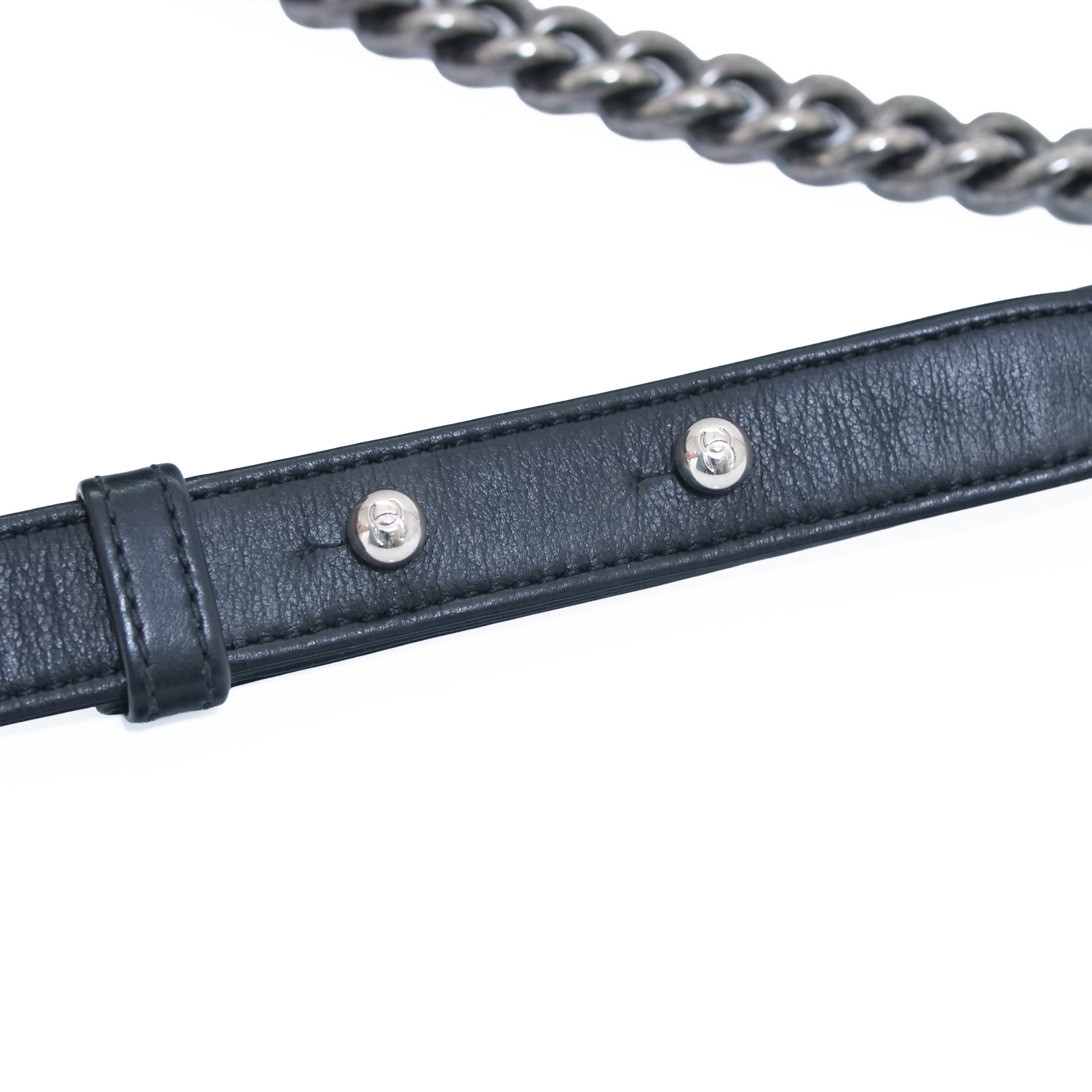 CHANEL Boy Chanel Chevron Chain Shoulder Bag Lambskin