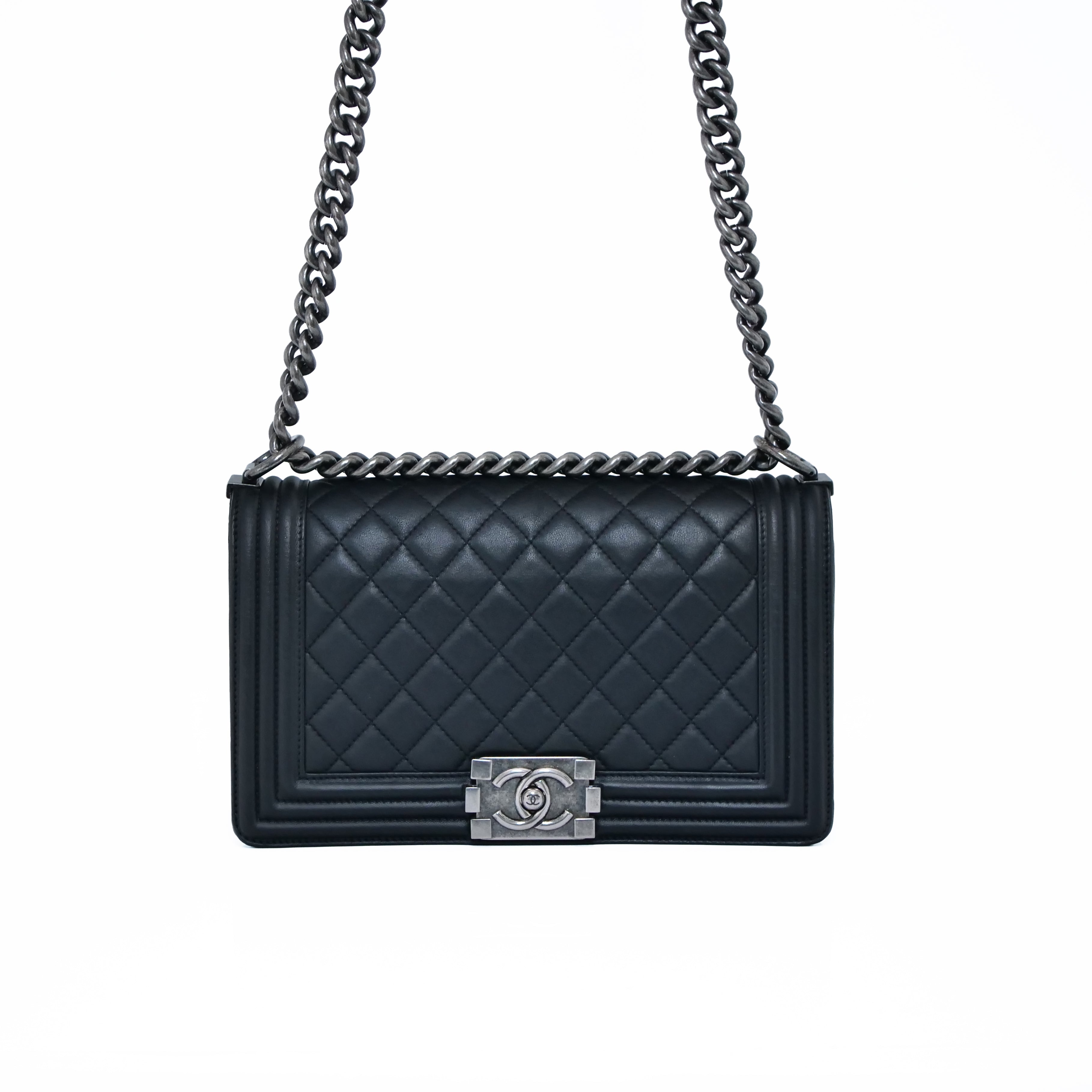 CHANEL Boy Chanel Lambskin Chain Shoulder Bag