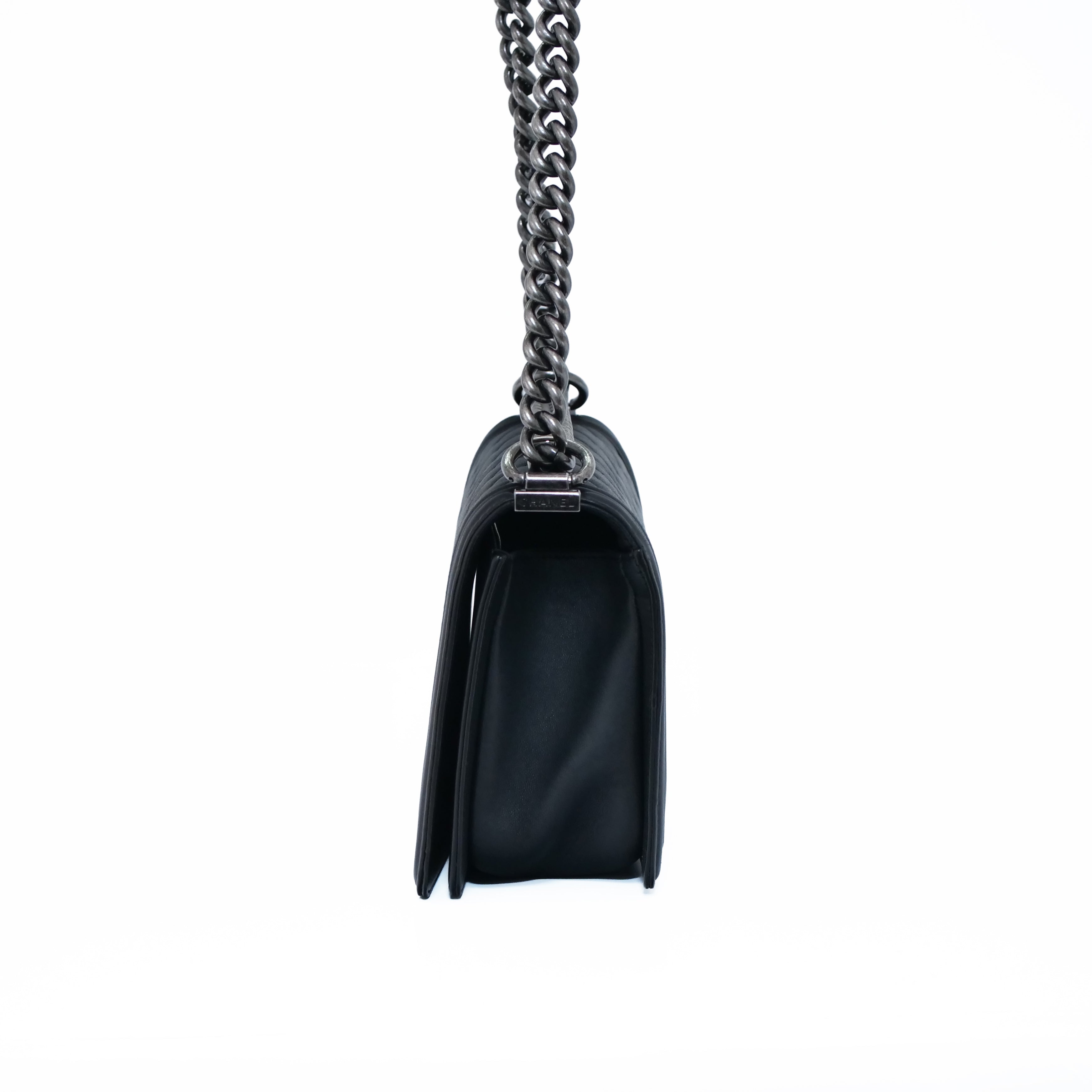 CHANEL Boy Chanel Lambskin Chain Shoulder Bag